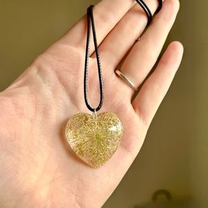Large floral heart pendant necklace / nature jewelry
